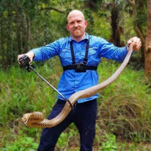 Stuart McKenzie holding Brown Tree Snake