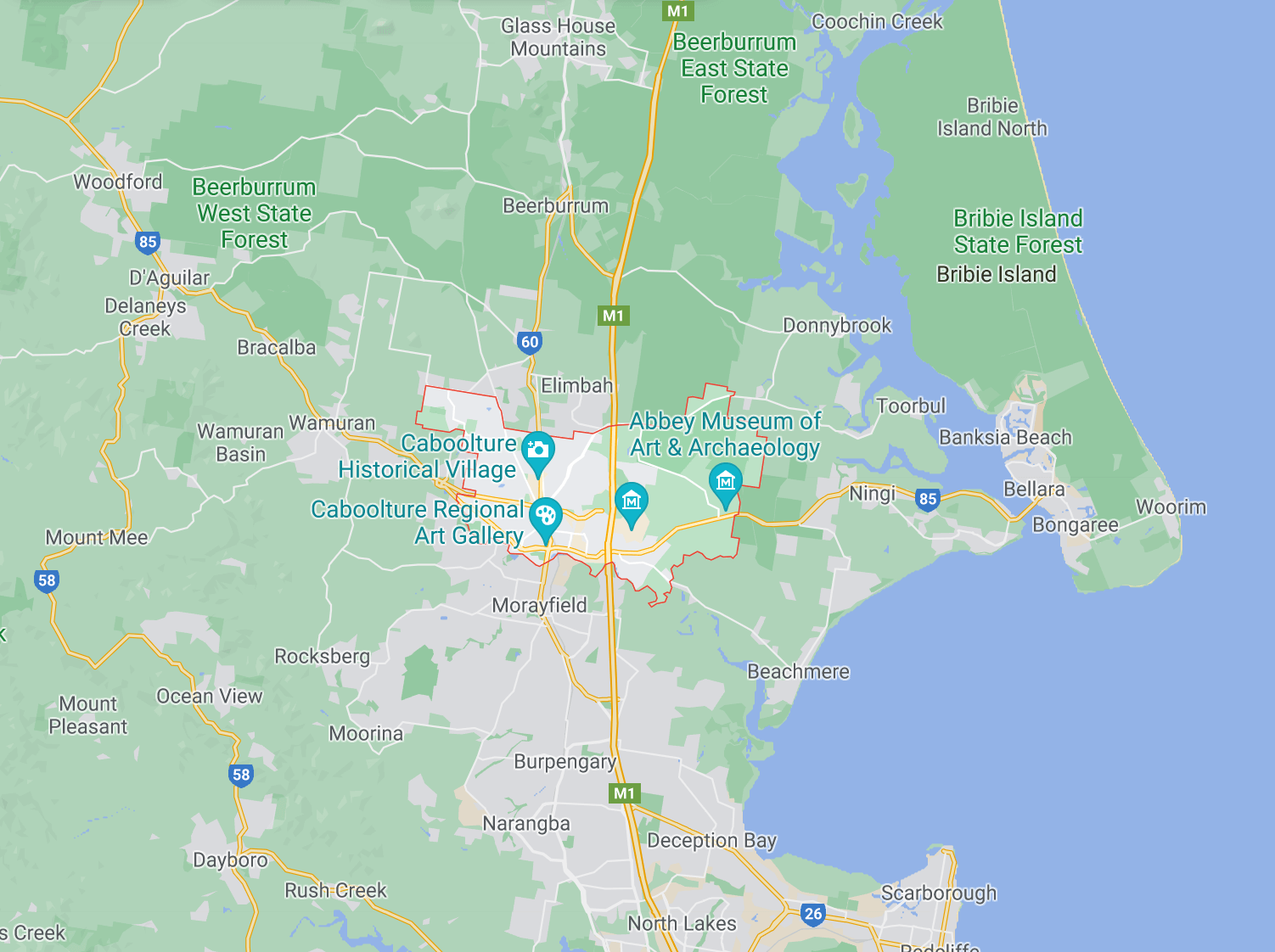 Areas Covered Map Caboolture Area